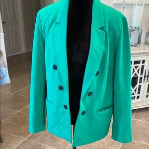 Jones New York green blazer, black buttons, size XL